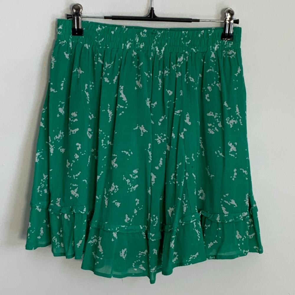 Gentle Fawn green‎ printed mini skirt ruffled hem size small